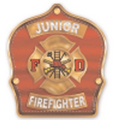 Plastic Curved Back Fire Helmet with Junior Firefighter Shield